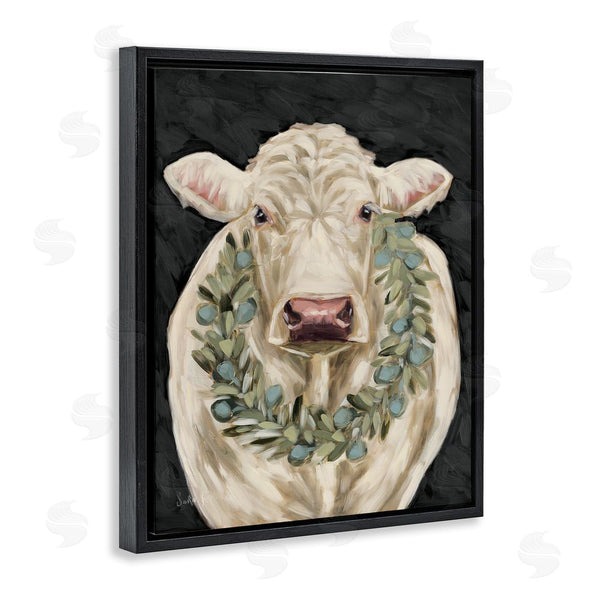 Stupell Industries Sara G. Designs | Cow With Holiday Wreath
