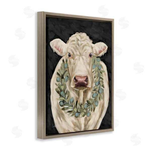 Stupell Industries Sara G. Designs | Cow With Holiday Wreath