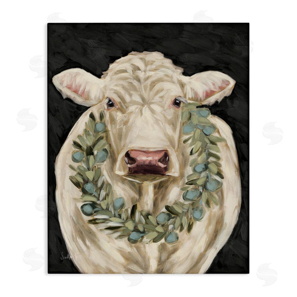 stupell industries Sara G. Designs | Cow with Holiday Wreath