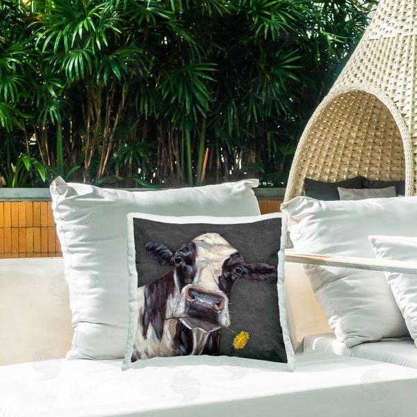 Stupell Industries Sara G. Designs | Cow With Yellow Daisy Printed Throw Pillow