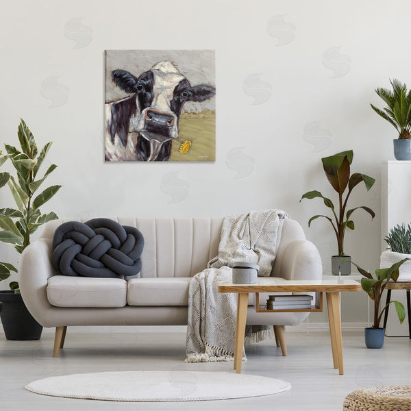 Stupell Industries Sara G. Designs | Cow With Yellow Daisy Wall Art