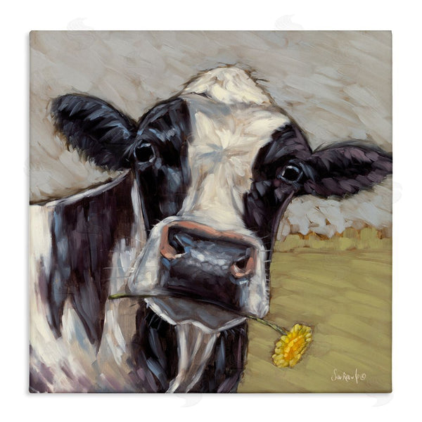 stupell industries Sara G. Designs | Cow with Yellow Daisy Wall Art