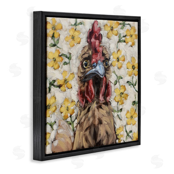 Stupell Industries Sara G. Designs | Farmhouse Chicken Yellow Flower Pattern Wall Art