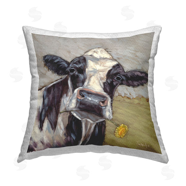 Stupell Industries Sara G. Designs | Farmhouse Cow & Daisy Printed Throw Pillow