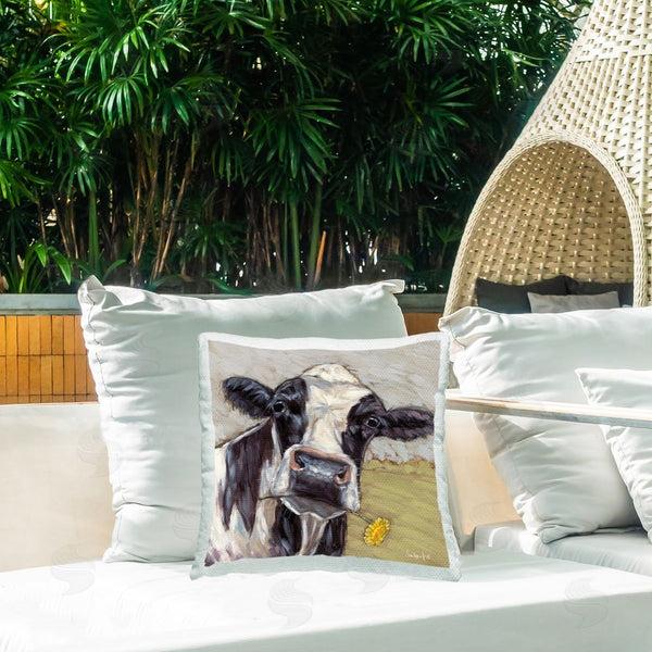Stupell Industries Sara G. Designs | Farmhouse Cow & Daisy Printed Throw Pillow