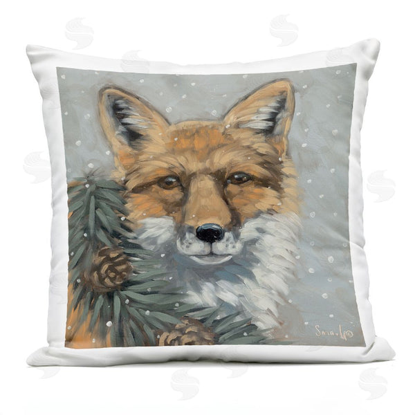 Stupell Industries Sara G. Designs | Fox With Snowy Pinecones Printed Throw Pillow