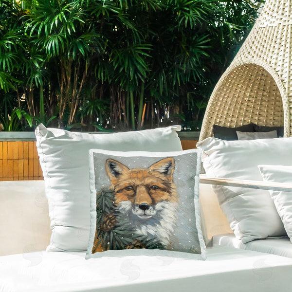 Stupell Industries Sara G. Designs | Fox With Snowy Pinecones Printed Throw Pillow