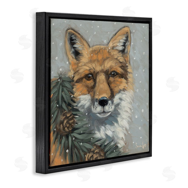 Stupell Industries Sara G. Designs | Fox With Snowy Pinecones Wall Art