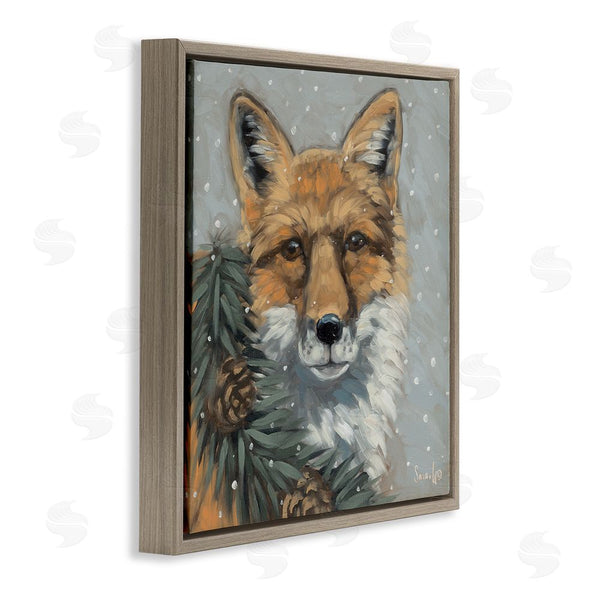 Stupell Industries Sara G. Designs | Fox With Snowy Pinecones Wall Art