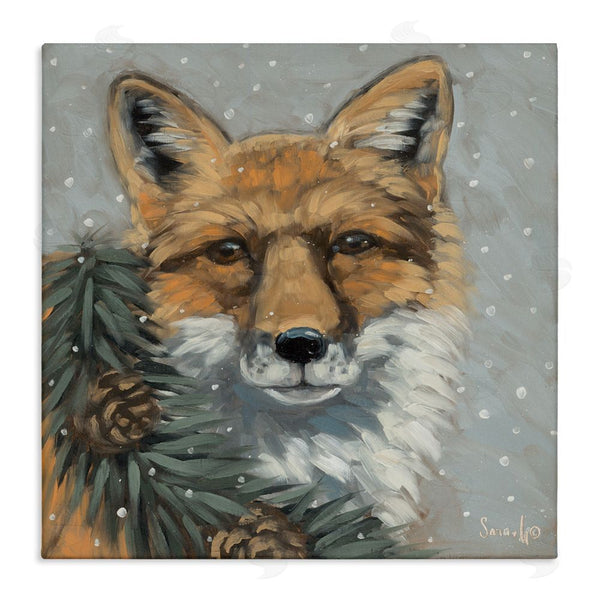 stupell industries Sara G. Designs | Fox with Snowy Pinecones Wall Art