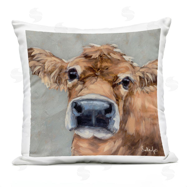 Stupell Industries Sara G. Designs | Freckles The Cow Portrait Throw Pillow