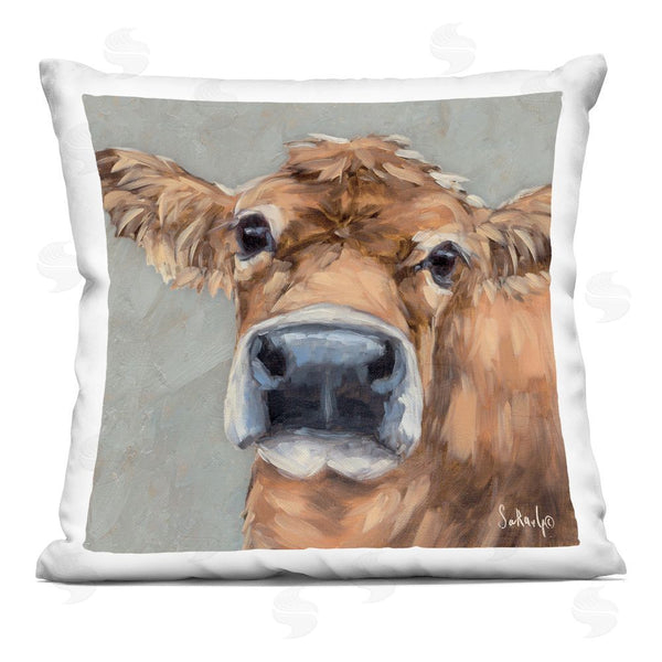 stupell industries Sara G. Designs | Freckles The Cow Portrait Throw Pillow