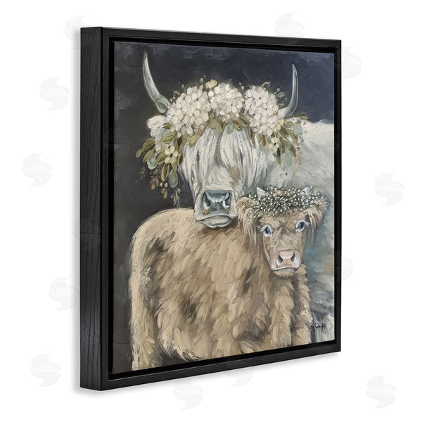 Stupell Industries Sara G. Designs | Highland Cattle With Flower Garlands