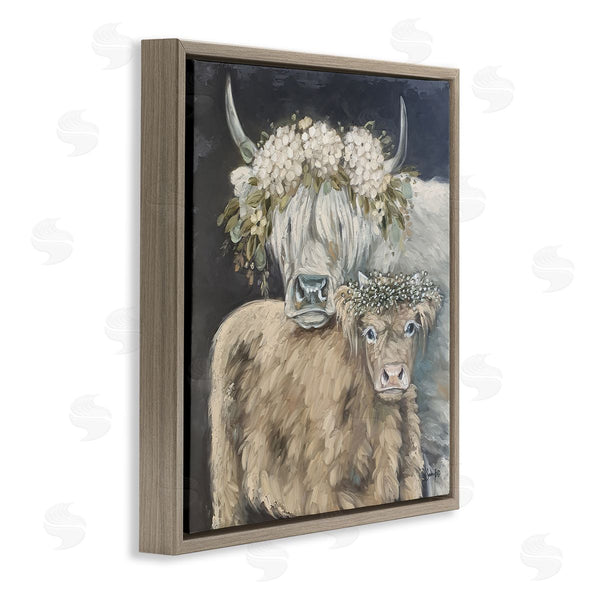 Stupell Industries Sara G. Designs | Highland Cattle With Flower Garlands