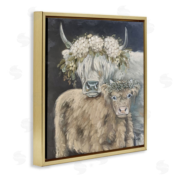 Stupell Industries Sara G. Designs | Highland Cattle With Flower Garlands