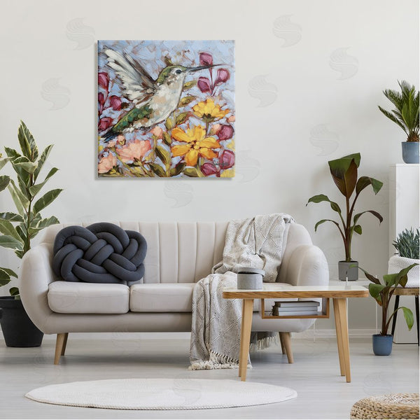 Stupell Industries Sara G. Designs | Hummingbird Spring Garden Flowers Wall Art