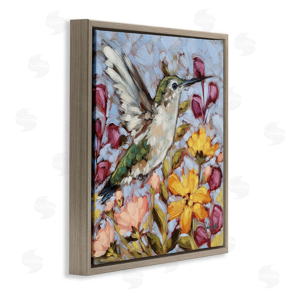 Stupell Industries Sara G. Designs | Hummingbird Spring Garden Flowers Wall Art