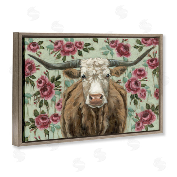 Stupell Industries Sara G. Designs | Longhorn With Magenta Blooms