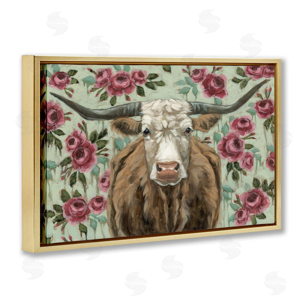Stupell Industries Sara G. Designs | Longhorn With Magenta Blooms