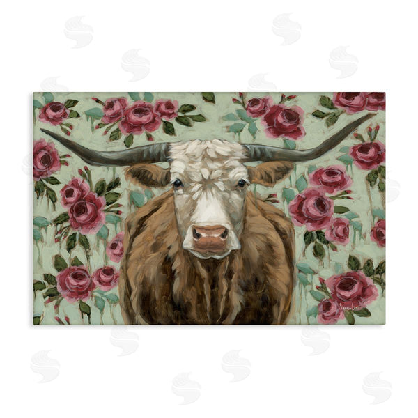 stupell industries Sara G. Designs | Longhorn with Magenta Blooms