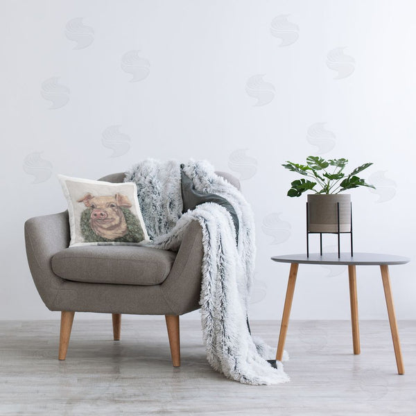 Stupell Industries Sara G. Designs | Pig With Holiday Wreath Printed Throw Pillow