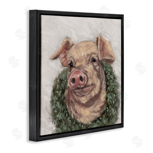 Stupell Industries Sara G. Designs | Pig With Holiday Wreath Wall Art