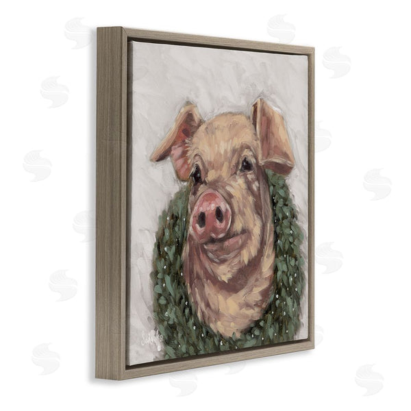 Stupell Industries Sara G. Designs | Pig With Holiday Wreath Wall Art