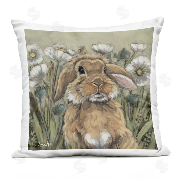 Stupell Industries Sara G. Designs | Rabbit In Poppy Garden Printed Throw Pillow
