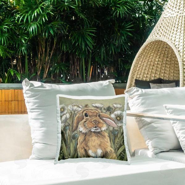 Stupell Industries Sara G. Designs | Rabbit In Poppy Garden Printed Throw Pillow