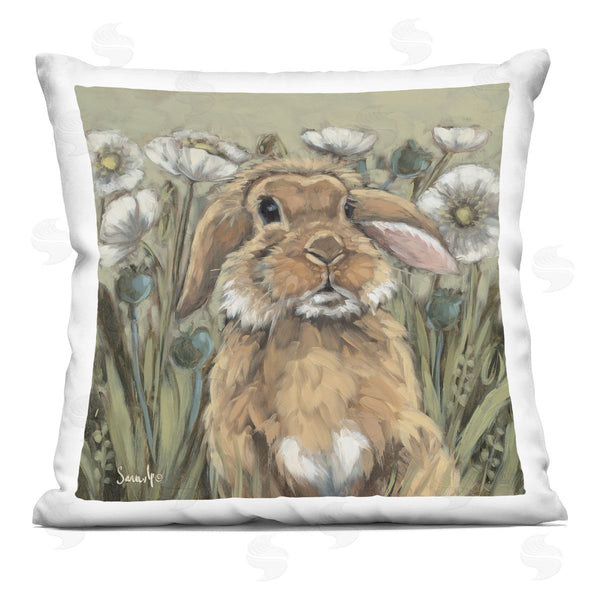 stupell industries Sara G. Designs | Rabbit in Poppy Garden Printed Throw Pillow
