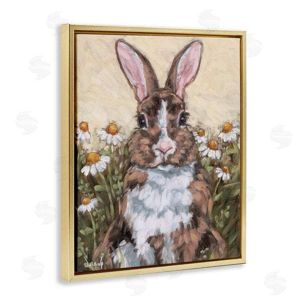 Stupell Industries Sara G. Designs | Rabbit Portrait With Daisies