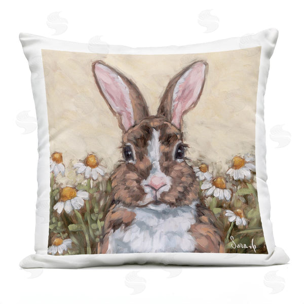 Stupell Industries Sara G. Designs | Rabbit Portrait With Daisies Printed Throw Pillow