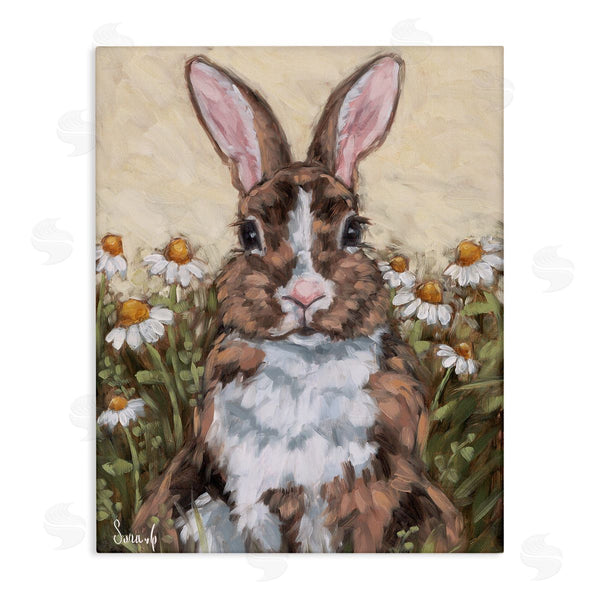 stupell industries Sara G. Designs | Rabbit Portrait with Daisies