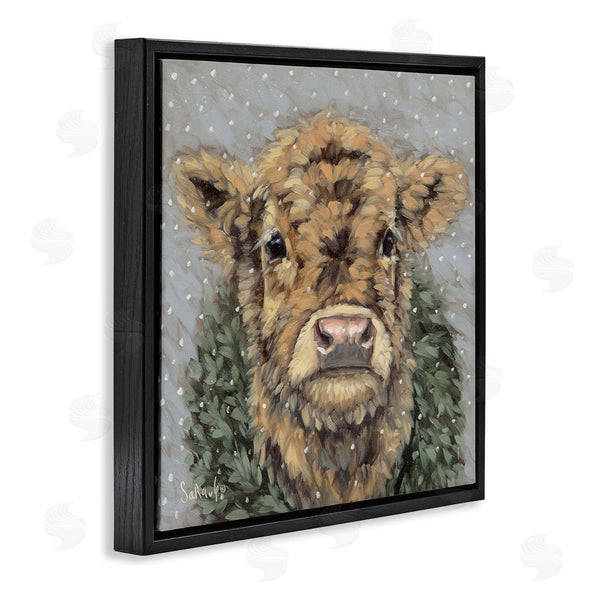 Stupell Industries Sara G. Designs | Snowy Cattle And Wreath
