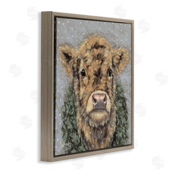 Stupell Industries Sara G. Designs | Snowy Cattle And Wreath