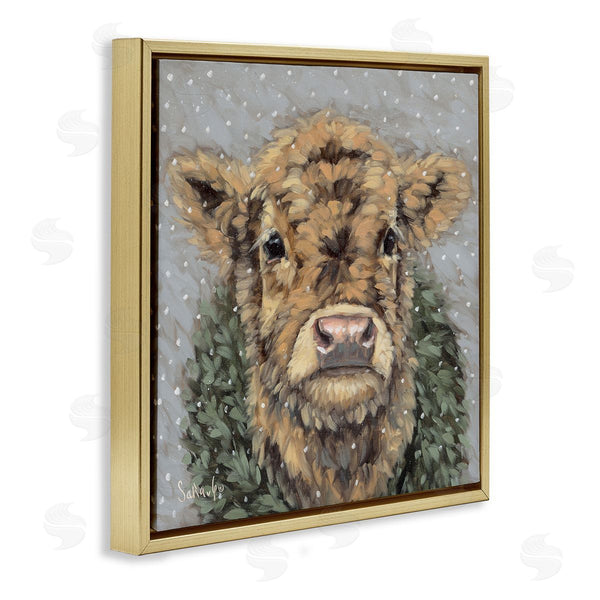 Stupell Industries Sara G. Designs | Snowy Cattle And Wreath
