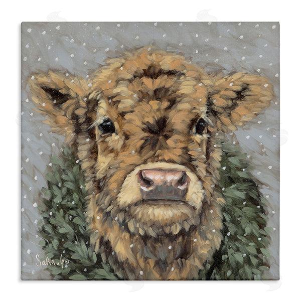 stupell industries Sara G. Designs | Snowy Cattle and Wreath
