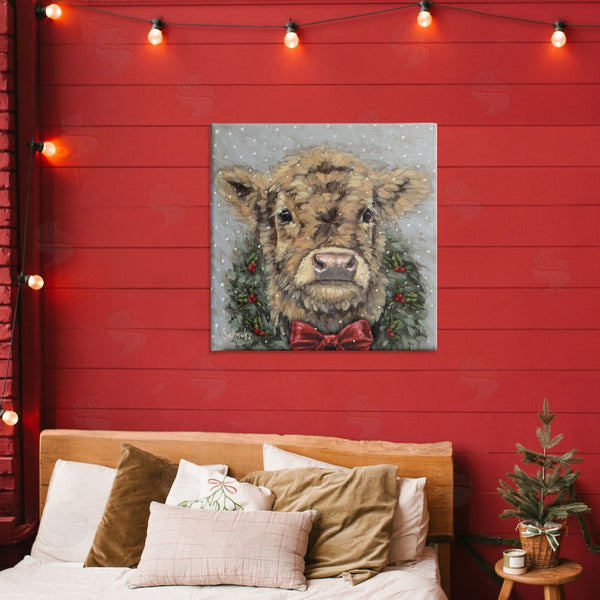 Stupell Industries Sara G. Designs | Snowy Day Christmas Cow Wall Art
