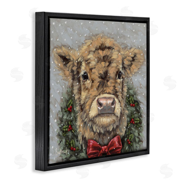 Stupell Industries Sara G. Designs | Snowy Day Christmas Cow Wall Art