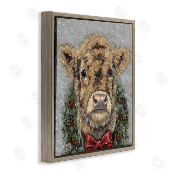 Stupell Industries Sara G. Designs | Snowy Day Christmas Cow Wall Art