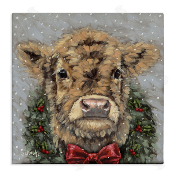 stupell industries Sara G. Designs | Snowy Day Christmas Cow Wall Art