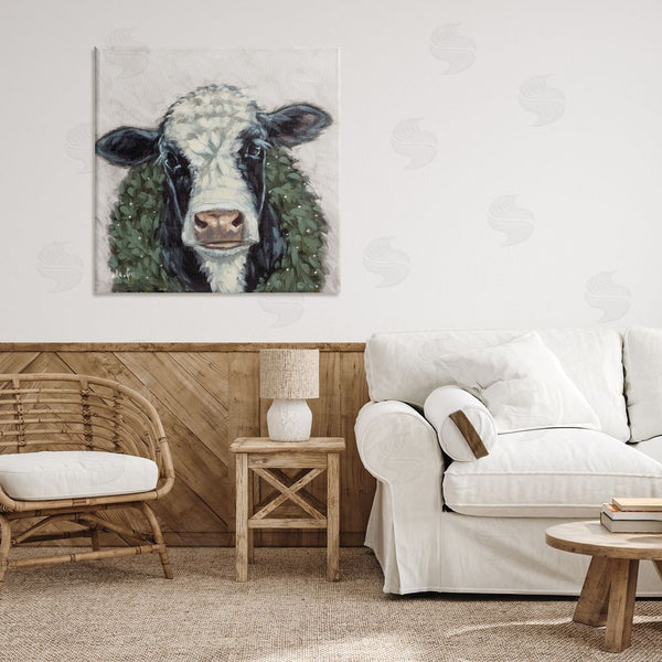 Stupell Industries Sara G. Designs | Spotted Cow With Wreath Wall Art