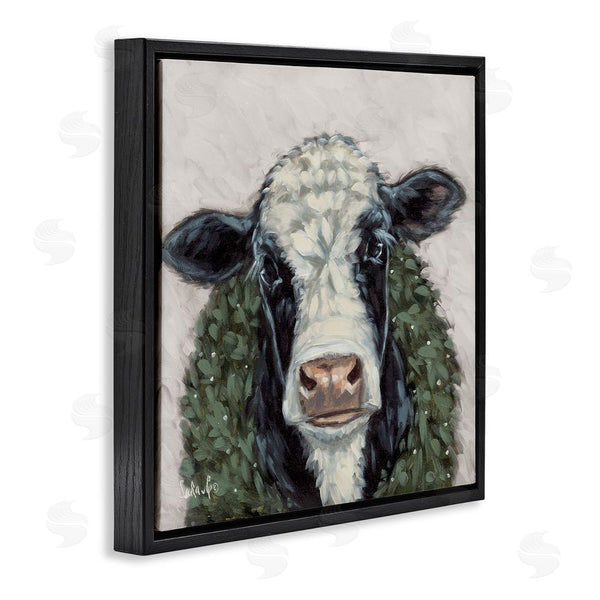 Stupell Industries Sara G. Designs | Spotted Cow With Wreath Wall Art