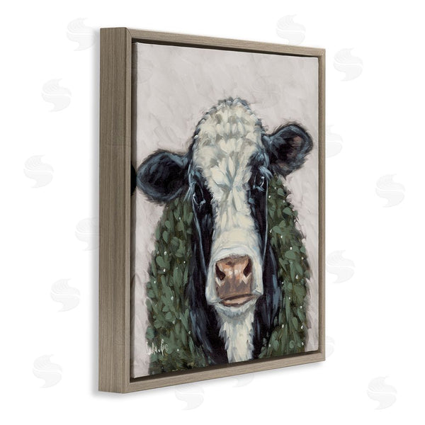 Stupell Industries Sara G. Designs | Spotted Cow With Wreath Wall Art