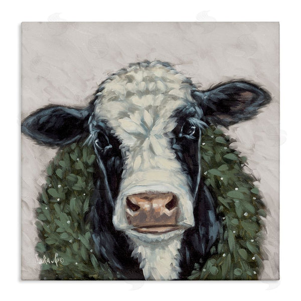 stupell industries Sara G. Designs | Spotted Cow with Wreath Wall Art