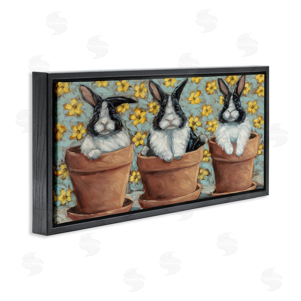 Stupell Industries Sara G. Designs | Three Bunnies In Pots Wall Art