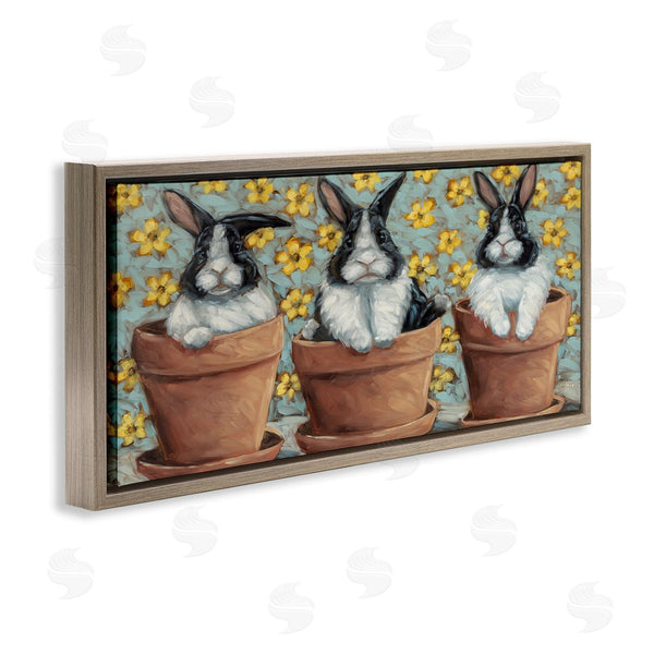 Stupell Industries Sara G. Designs | Three Bunnies In Pots Wall Art