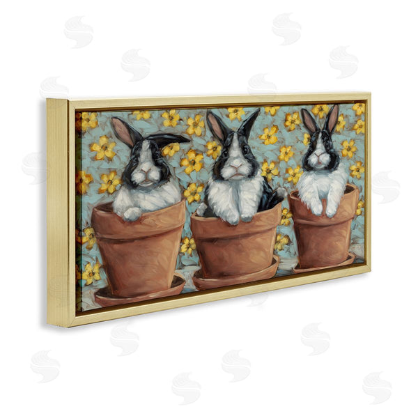 Stupell Industries Sara G. Designs | Three Bunnies In Pots Wall Art