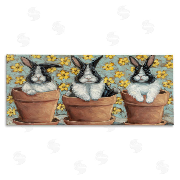 stupell industries Sara G. Designs | Three Bunnies in Pots Wall Art
