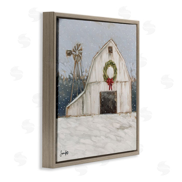 Stupell Industries Sara G. Designs | Winter Barn With Snowflakes Wall Art
